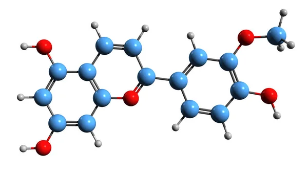 Image Diosmetinidin Skeletal Formula Molecular Chemical Structure Deoxyanthocyanidin Isolated White — Fotografia de Stock