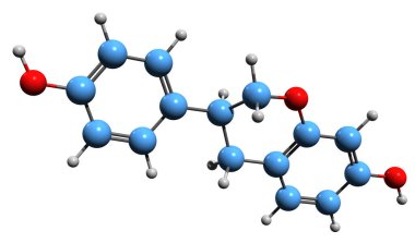  3D image of Equol skeletal formula - molecular chemical structure of  isoflavandiol estrogen isolated on white background