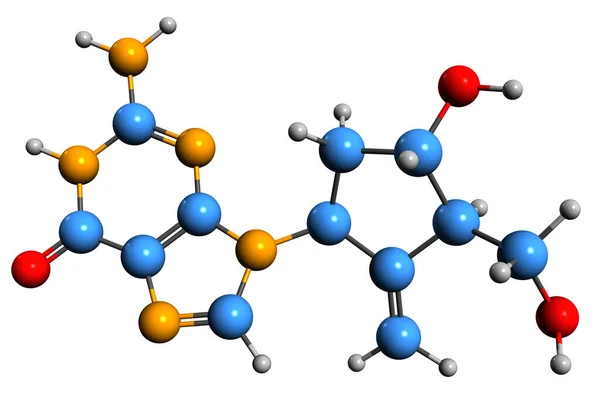 Image Entecavir Skeletal Formula Molecular Chemical Structure Antiviral Medication Isolated — Stockfoto