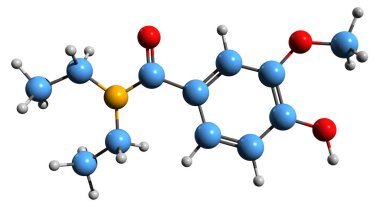 3D image of Etamivan skeletal formula - molecular chemical structure of  respiratory stimulant drug isolated on white background