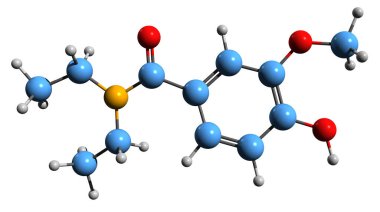 3D image of Etamivan skeletal formula - molecular chemical structure of  respiratory stimulant drug isolated on white background clipart