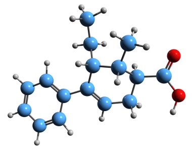 3D image of Fenestrel skeletal formula - molecular chemical structure of  synthetic nonsteroidal estrogen isolated on white background