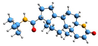 3D image of Finasteride skeletal formula - molecular chemical structure of  hair loss medication isolated on white background