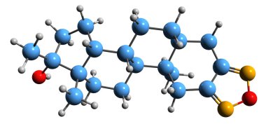 3D image of Furazabol skeletal formula - molecular chemical structure of synthetic anabolic-androgenic steroid isolated on white background