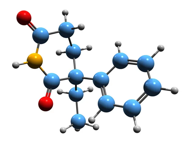 Image Glutethimide Skeletal Formula Molecular Chemical Structure Hypnotic Sedative Isolated — Stock Photo, Image