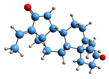 3D image of Guggulsterone skeletal formula - molecular chemical structure of gum resin bioactive component isolated on white background