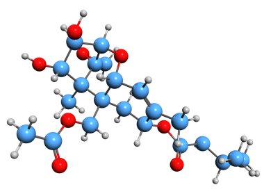  3D image of HT2 toxin skeletal formula - molecular chemical structure of mycotoxin isolated on white background clipart