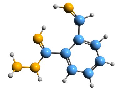  3D image of Hydralazine skeletal formula - molecular chemical structure of Hypertension medication isolated on white background