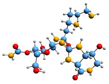  3D image of Nourseothricin skeletal formula - molecular chemical structure of aminoglycoside antibiotic isolated on white background