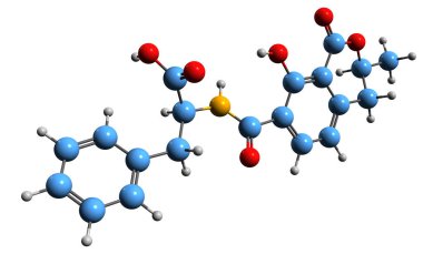 3D image of ochratoxin B skeletal formula - molecular chemical structure of mycotoxin isolated on white background clipart