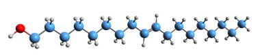 3D image of Oleyl alcohol skeletal formula - molecular chemical structure of  unsaturated fatty alcohol isolated on white background