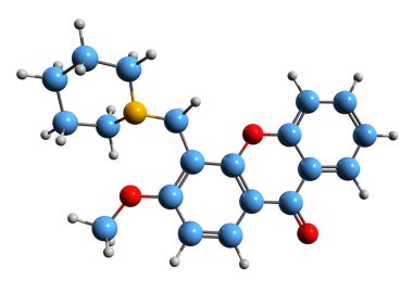3D image of Mepixanox skeletal formula - molecular chemical structure of  respiratory stimulant isolated on white background