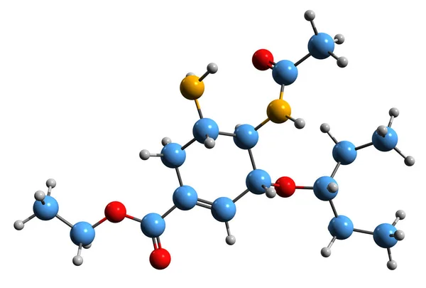 Image Oseltamivir Skeletal Formula Molecular Chemical Structure Antiviral Medication Isolated — Stockfoto