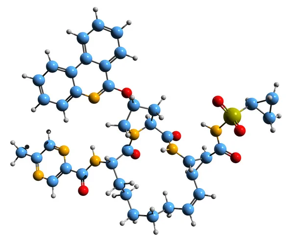 Зображення Скелетної Формули Парітапревіра Молекулярна Хімічна Структура Verupreir Ізольована Білому — стокове фото
