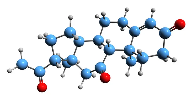 Image Ketoprogesterone Skeletal Formula Molecular Chemical Structure Pregnane Steroid Isolated — Fotografia de Stock