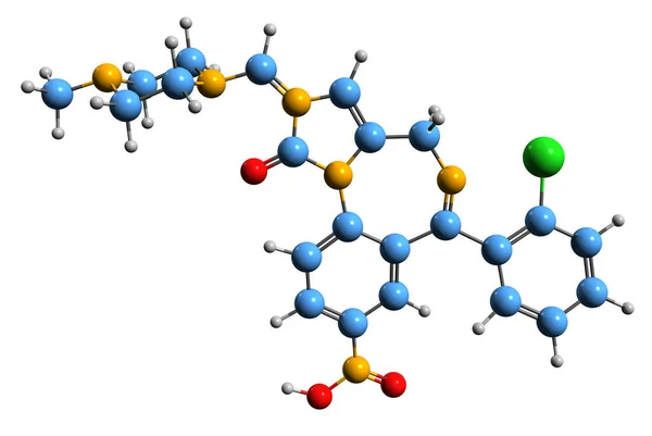 Image Loprazolam Skeletal Formula Molecular Chemical Structure Benzodiazepine Medication Isolated — Stockfoto