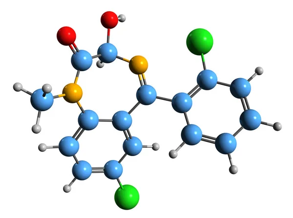 Image Lormetazepam Skeletal Formula Molecular Chemical Structure Benzodiazepine Derivative Isolated — стоковое фото