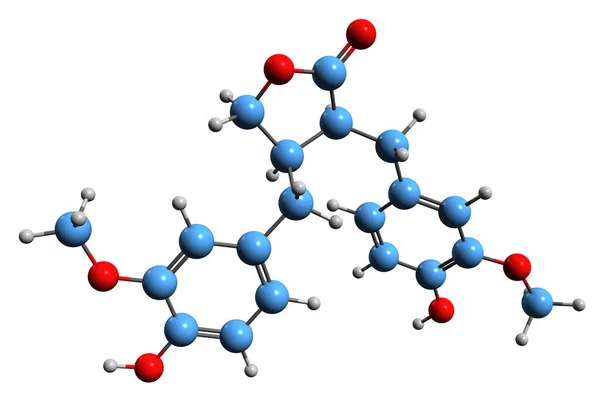 Image Matairesinol Skeletal Formula Molecular Chemical Structure Phenylpropanoid Isolated White — Stockfoto