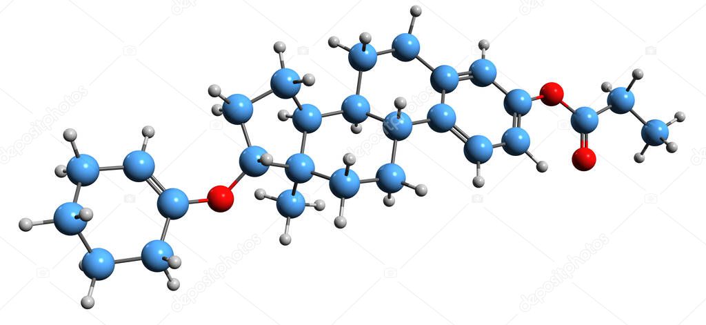 3D image of Orestrate skeletal formula - molecular chemical structure of  estrogen medication isolated on white background
