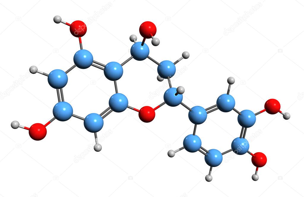  3D image of Luteoforol skeletal formula - molecular chemical structure of  flavan-4-ol isolated on white background