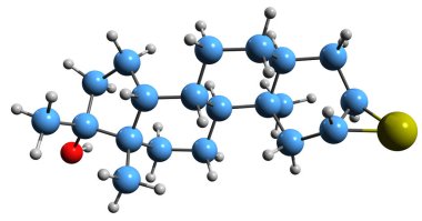  3D image of Methylepitiostanol skeletal formula - molecular chemical structure of anabolicandrogenic steroid isolated on white background