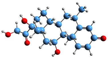 3D image of Methylprednisolone skeletal formula - molecular chemical structure of synthetic glucocorticoid isolated on white background