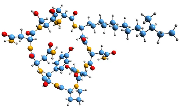 Image Mycosubtilin Skeletal Formula Molecular Chemical Structure Natural Lipopeptide Isolated — 图库照片
