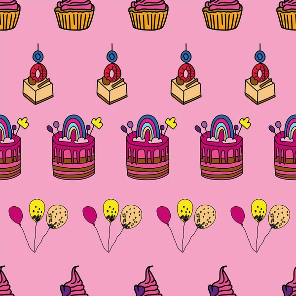 Kusursuz arkaplanı olan Vektör Pembe Eğlenceli Parti. Yüzey deseni tasarımı