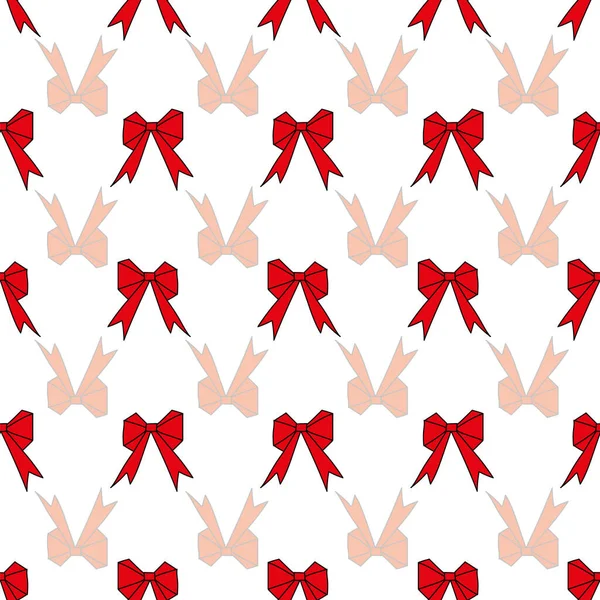 Vector White Origami Christmas Ribbons Seamless Background Pattern Surface Pattern — Stock Vector