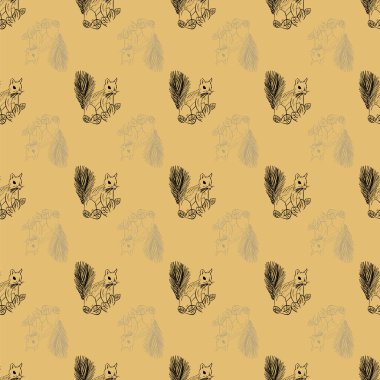 Vektör Bej Sincaplar kusursuz arkaplan deseni. Yüzey deseni tasarımı