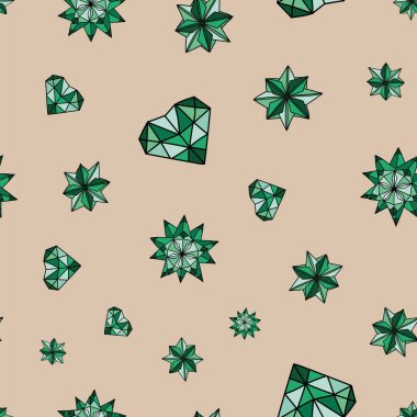 Vektör Gri Origami kalp ve yıldız arkaplan deseni