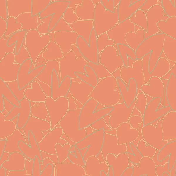 Vector Orange Love Hearts para todo el mundo patrón de fondo — Vector de stock