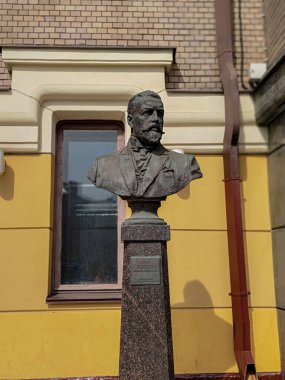 MOSCOW, RUSSIA - 14 Nisan 2021: Yaroslavl İstasyonu 'nun mimarı Schechtel Fedor Osipovich' in (Franz Albert Schechtel) Baskını