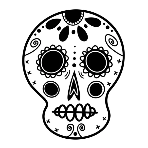 Icona Vettoriale Del Cranio Zucchero Bianco Scarabocchio Disegnato Mano Schizzo — Vettoriale Stock