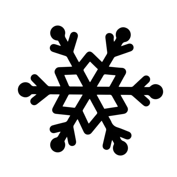 Sneeuwvlok Geïsoleerd Witte Achtergrond Handgetekende Doodle Ijskristal Silhouet Vectoricoon Zwart — Stockvector