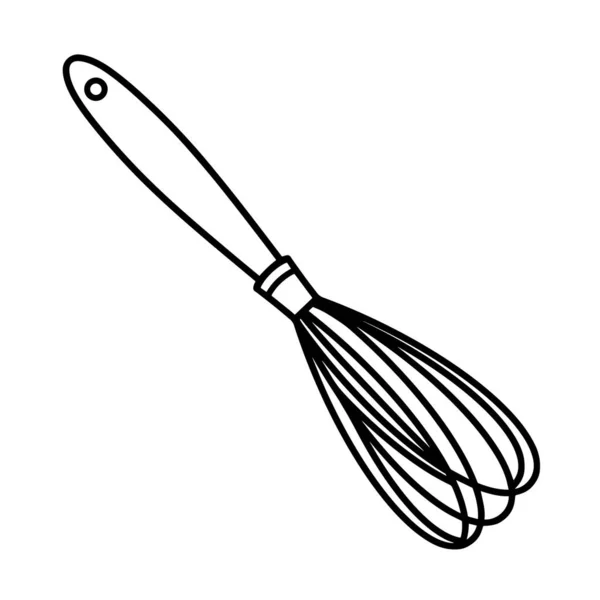Kitchen Whisk Hand Drawn Vector Icon Culinary Tool Beating Eggs — Stock Vector