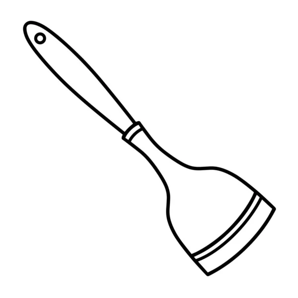 Kitchen Spatula Vector Icon Hand Drawn Monochrome Illustration Isolated White — Stock Vector