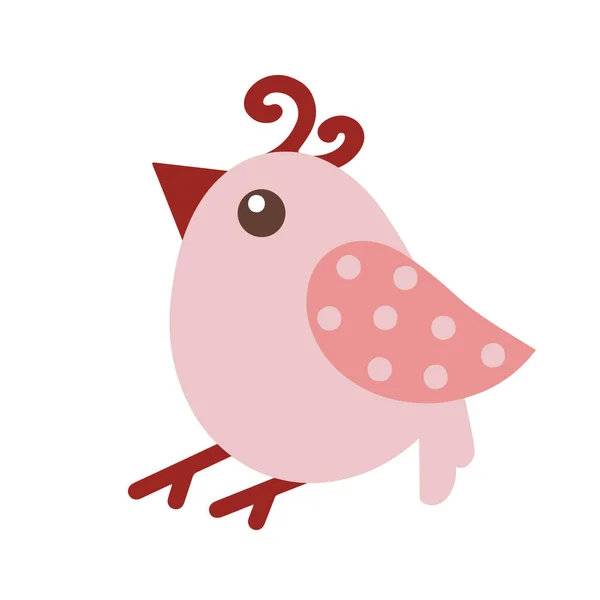 Ícone Vetor Pássaro Bonito Cartoon Animal Desenhado Mão Isolado Fundo — Vetor de Stock