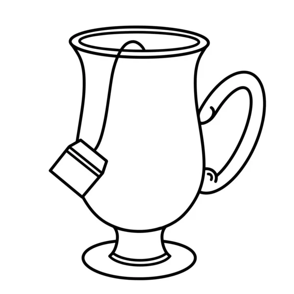 Taza Con Icono Del Vector Ilustración Dibujada Mano Aislada Sobre — Vector de stock