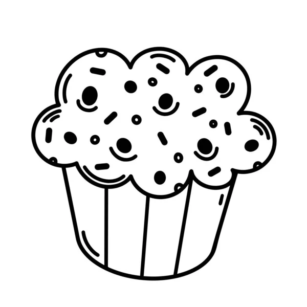 Icône Vectorielle Cupcake Illustration Dessinée Main Isolée Sur Fond Blanc — Image vectorielle