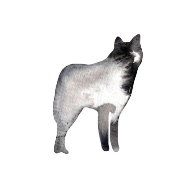 Kurt silueti. Hayvanat bahçesi yaratıcı posteri, grafik, hayvan silueti çizimi. Kartpostal, tebrik kartı, kumaş için hayvan grafiği..