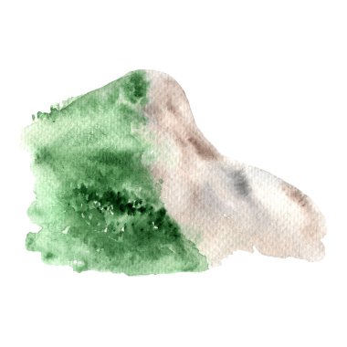 Suluboya dağları beyaz arkaplanda izole edilmiş.