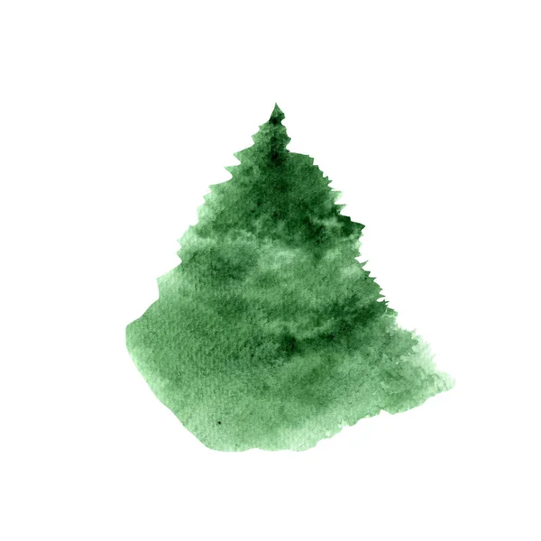 Christmas Tree Hand Painted Watercolor Illustration Isolated White Background Eco — ストック写真