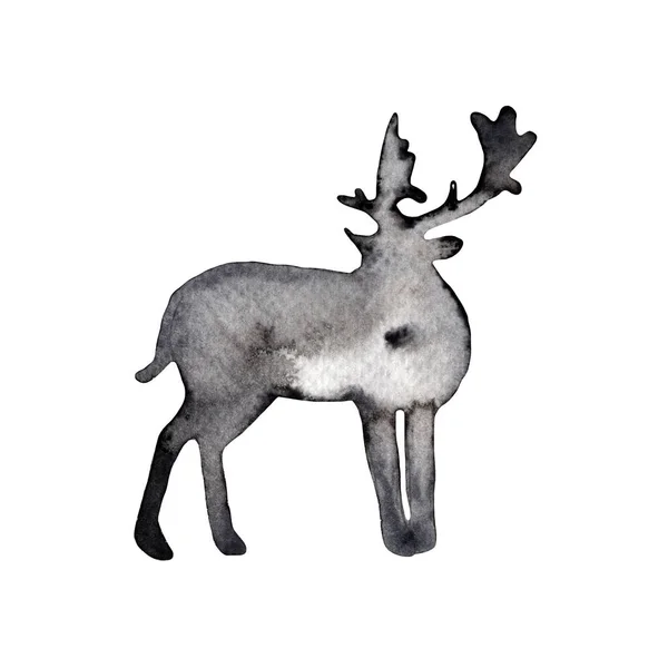 Silhouette Deer Standing Zoo Creative Poster Graphic Animal Silhouette Sketch — Fotografia de Stock
