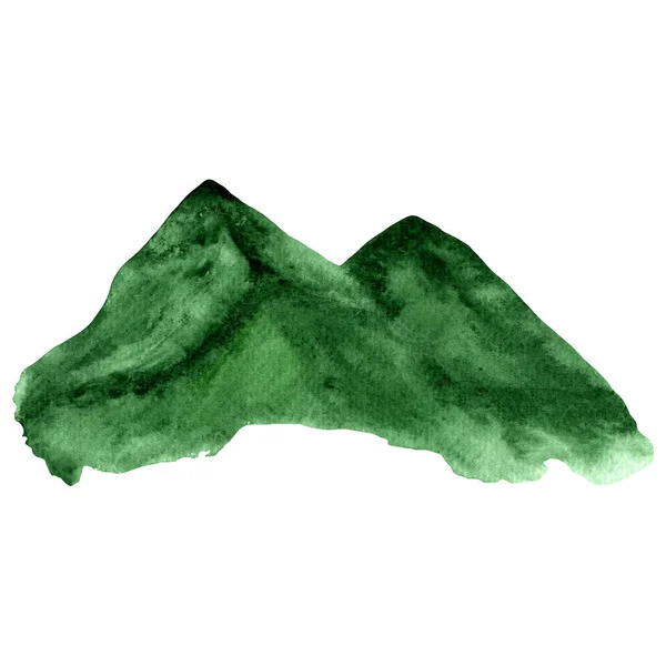 Watercolor Three Mountains Landscape Isolated White Background — Stockfoto