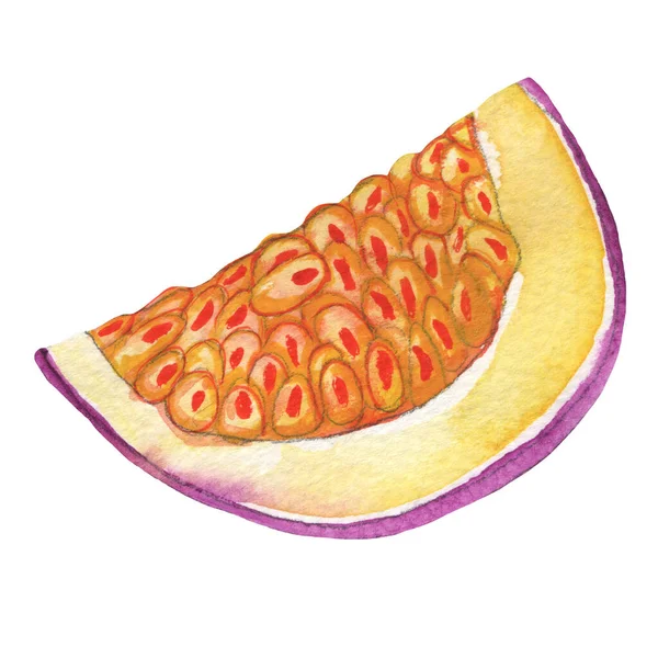 Watercolor Passion Fruits Maracuya Watercolor Hand Drawn Illustration Isolated White — 图库照片