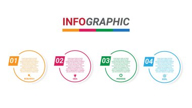 Grafiksel soyut unsur, iş verilerinin görselleştirilmesi. İşlem çizelgesi. Adımları, seçenekleri, bölümleri veya süreçleri olan bir diyagram. Sunumlar için vektör iş şablonu. Infographic için yaratıcı bir kavram