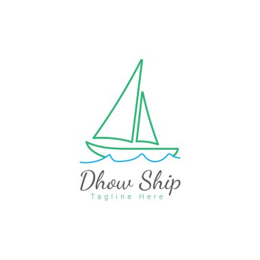 Basit yelkenli dhow gemi hattı sanat logosu tasarımı