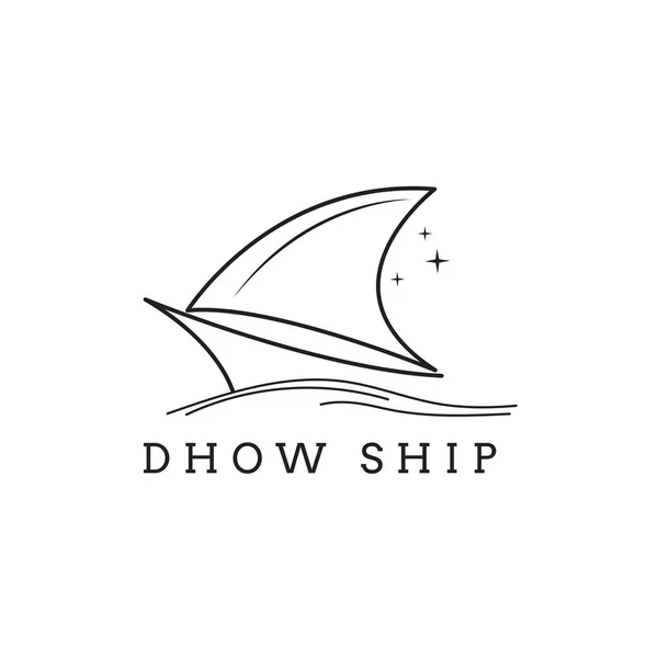 Simples Veleiro Dhow Navio Linha Arte Logotipo Design — Vetor de Stock