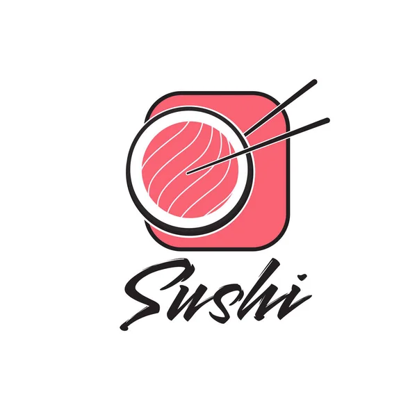 Sushi Logo Design Met Eetstokjes Vectorsjabloon — Stockvector